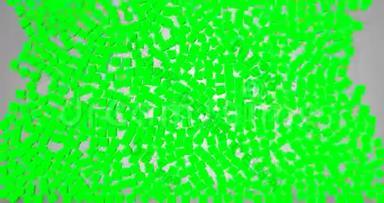 绿色许多绿色骰子立方体符号下降到灰色渐变屏幕背景